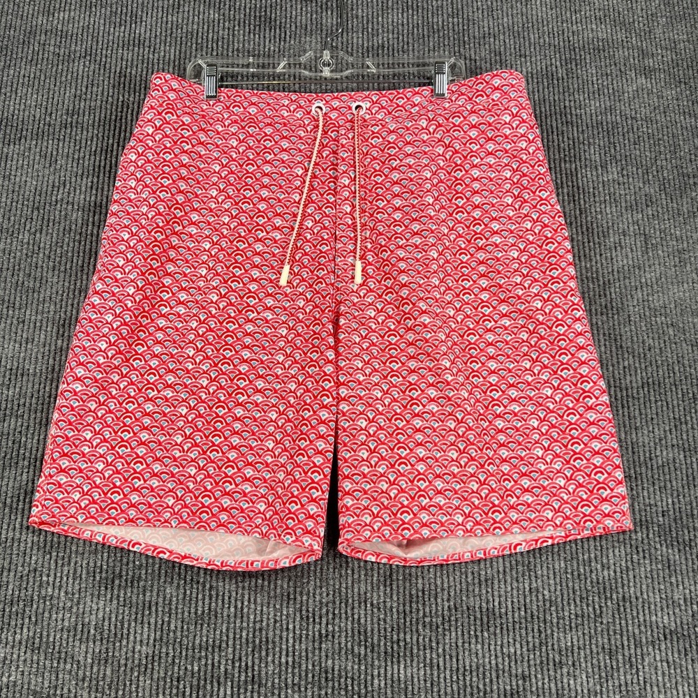 Johnnie Oβ Swim Trunks Shorts Mens 2XL XXL Red Geometric Beach Ocean Pool
